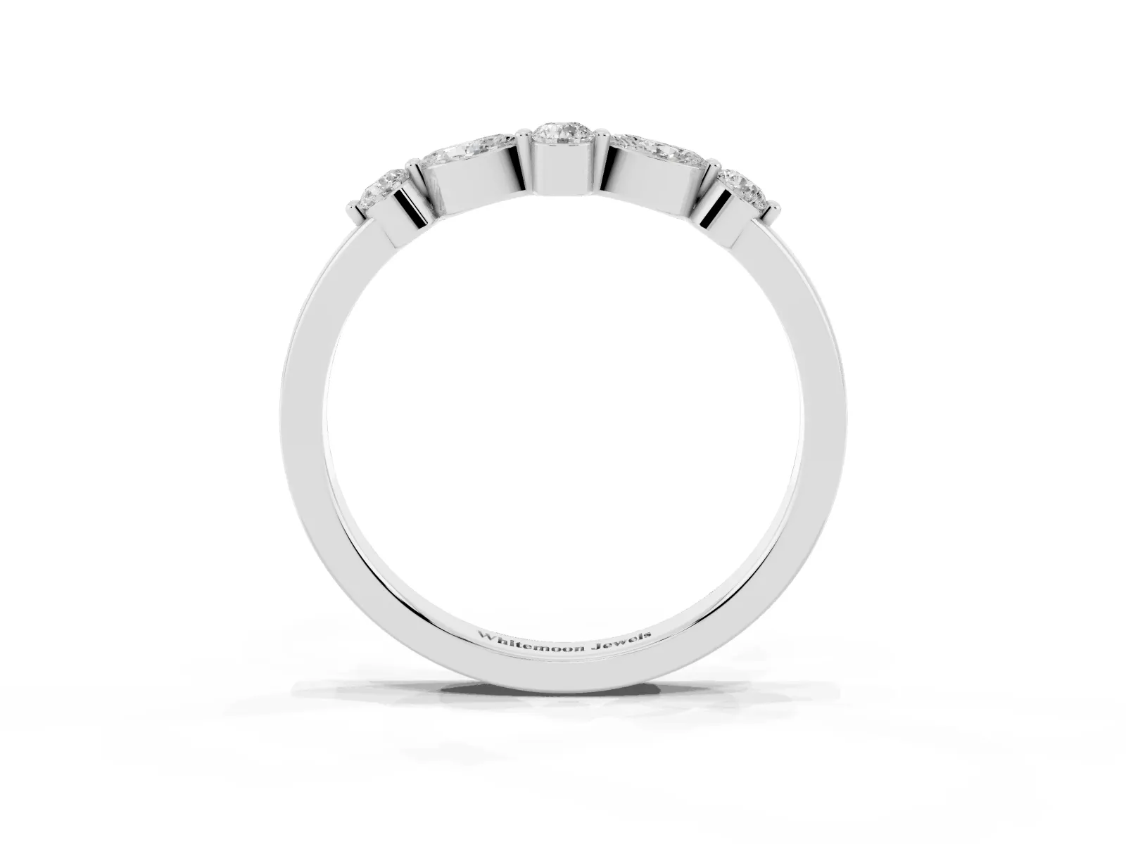 Round and Marquise Diamond Half Eternity Band with Prong Setting Silver