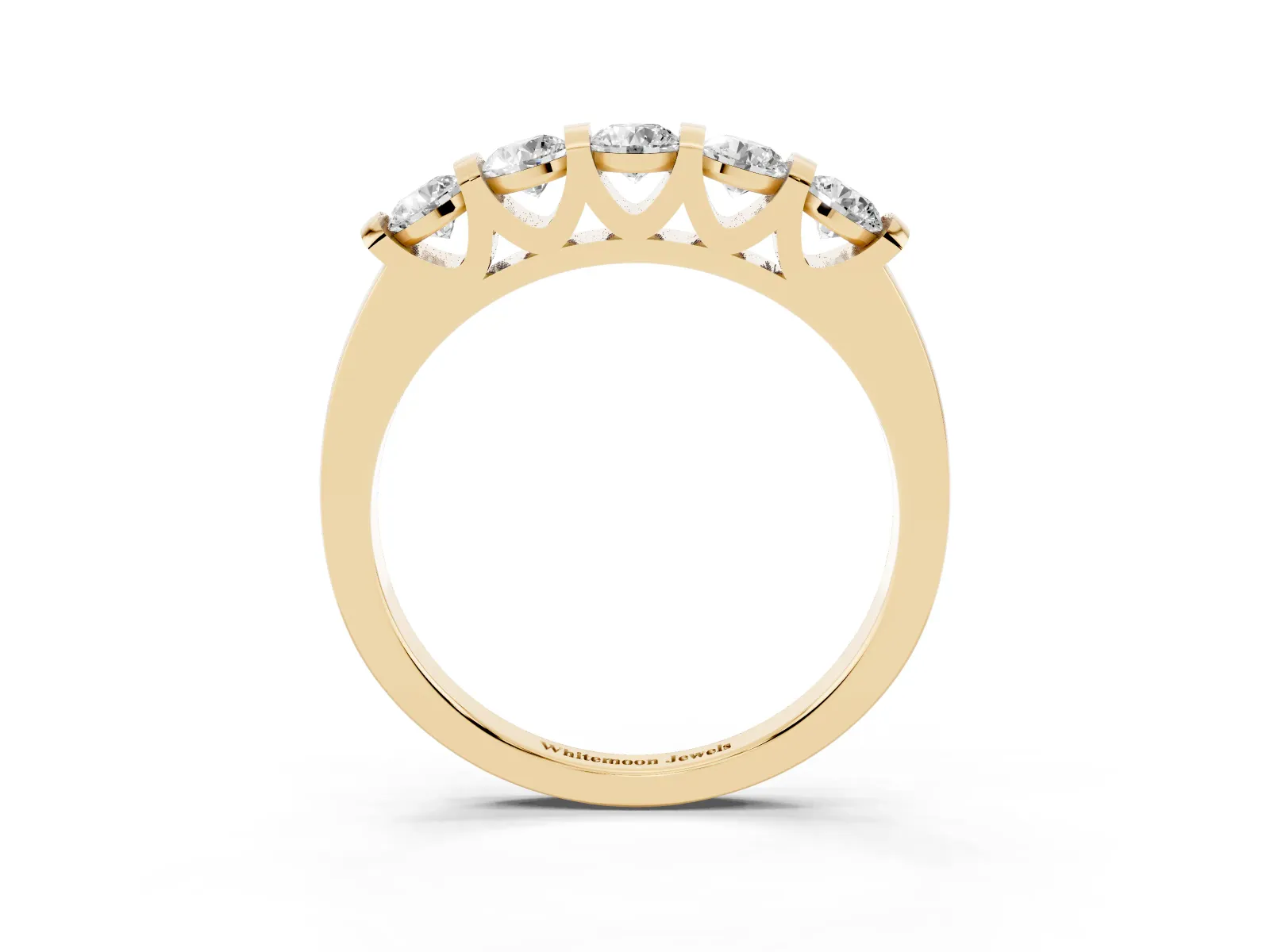 Five-Stone Round Diamond Half-Eternity Bar-Set Ring Yellow gold