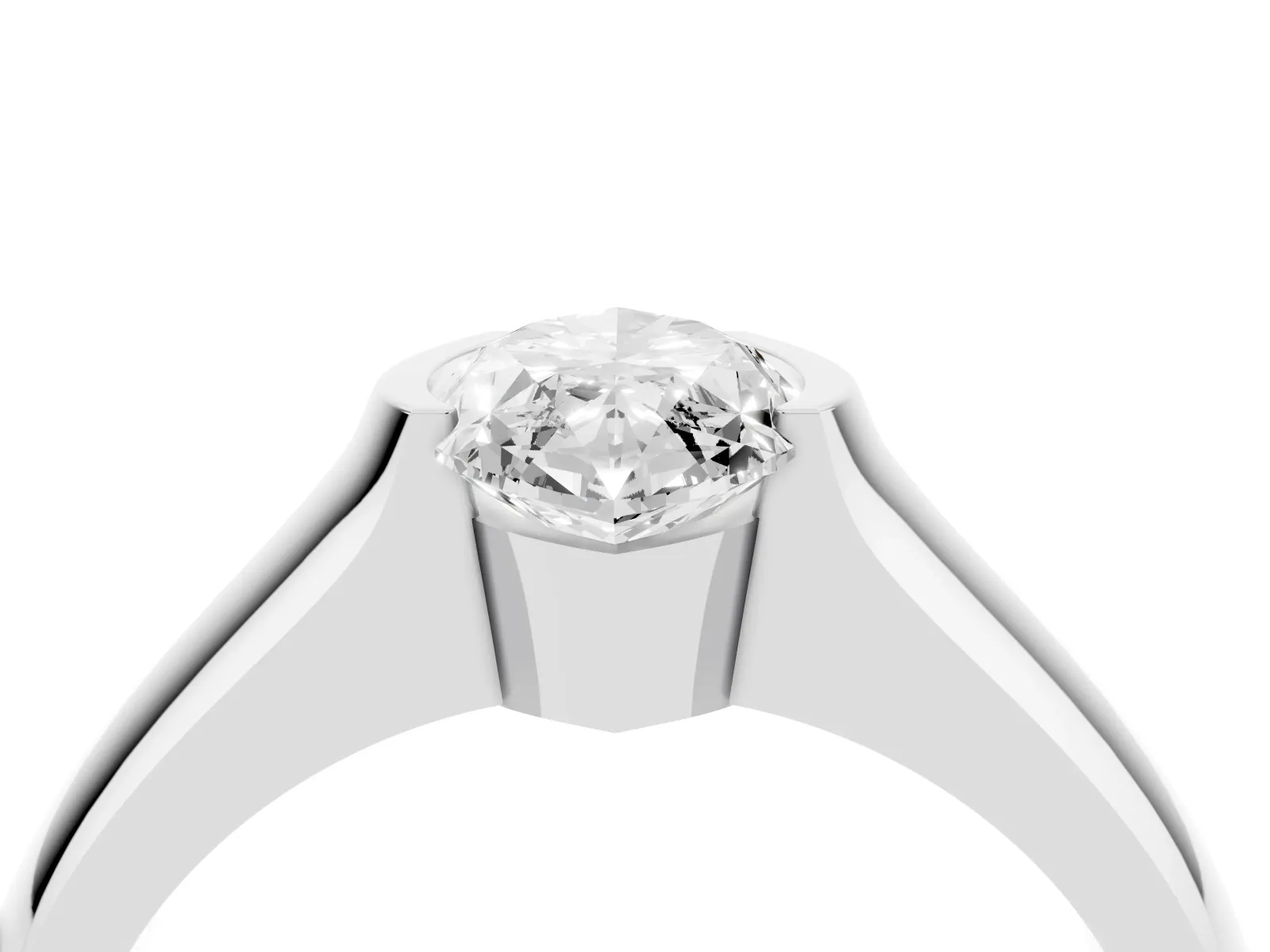 Marquise Cut Solitaire Bezel Set Diamond Ring with Wide Band White gold