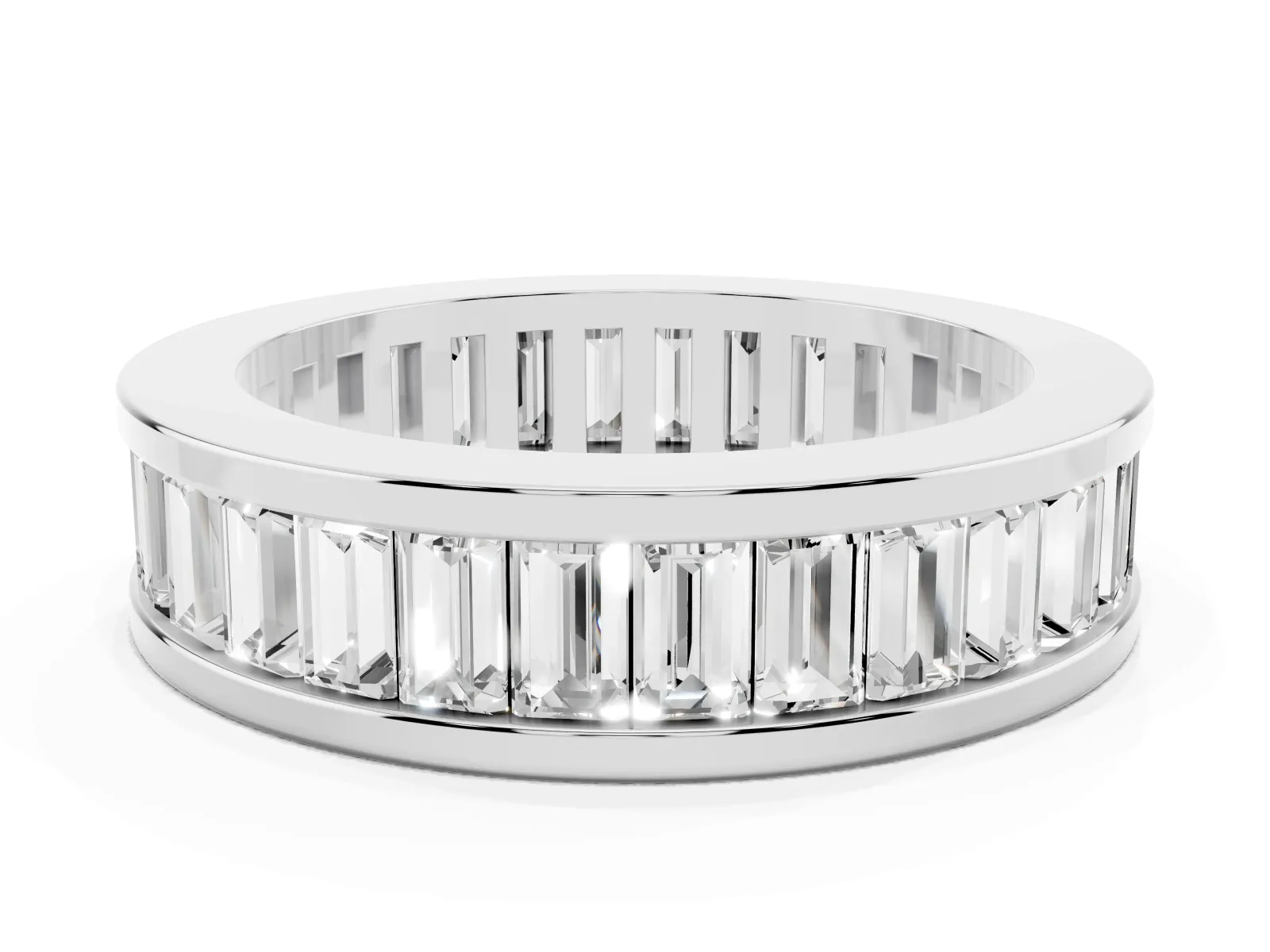 baguette Cut eternity band with channel set Platinum