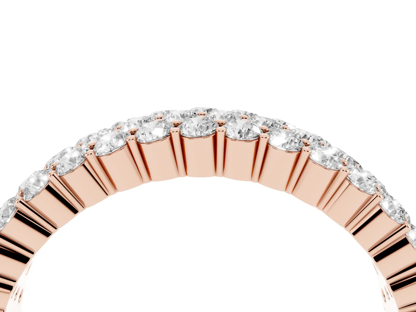Round Diamond Checkerboard Pavé Promise Ring with Round Diamond Accents Rose gold