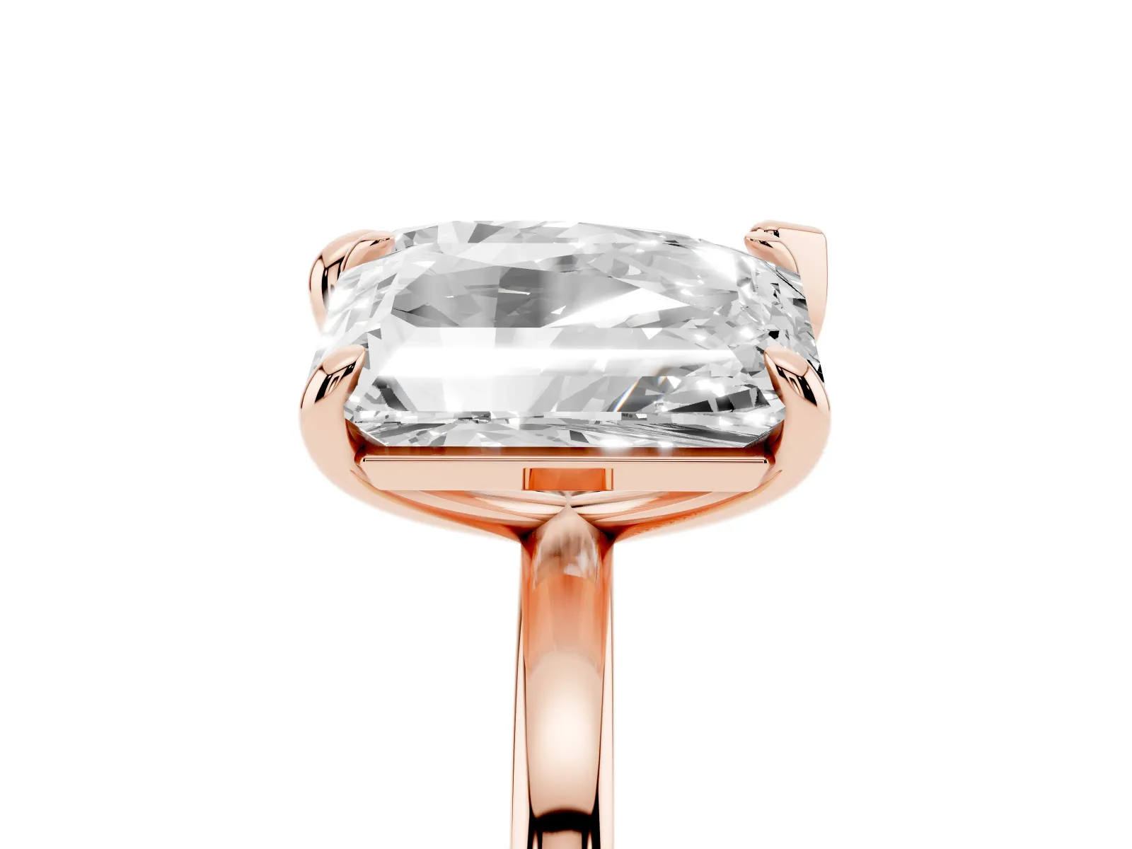 Pear and Radiant Toi Moi Ring with Prong Setting and Plain Band Rose gold