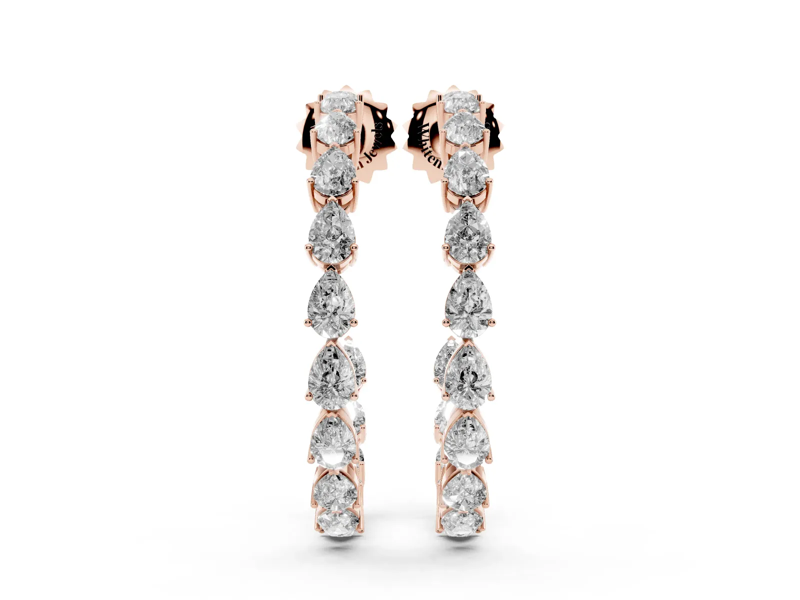 Pear Diamond Open Hoop Earrings Rose gold