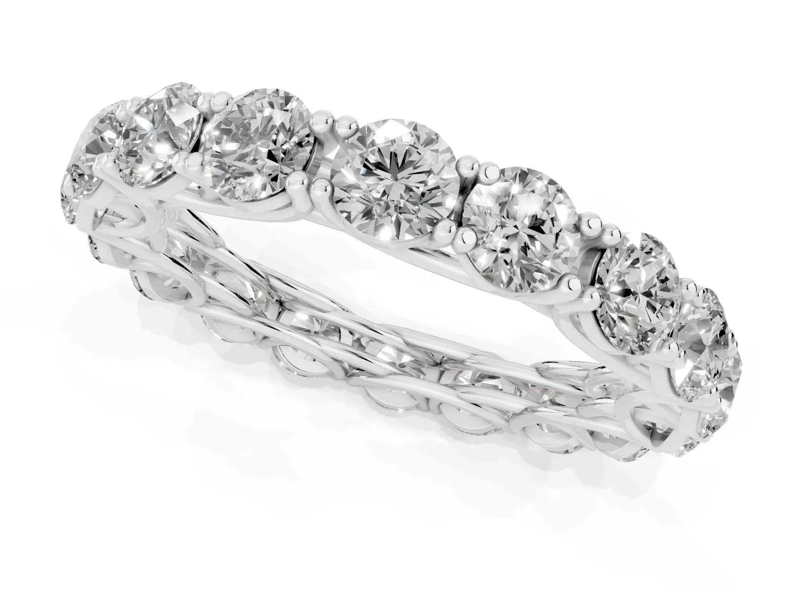 Round Diamond Woven Full Eternity Band Silver