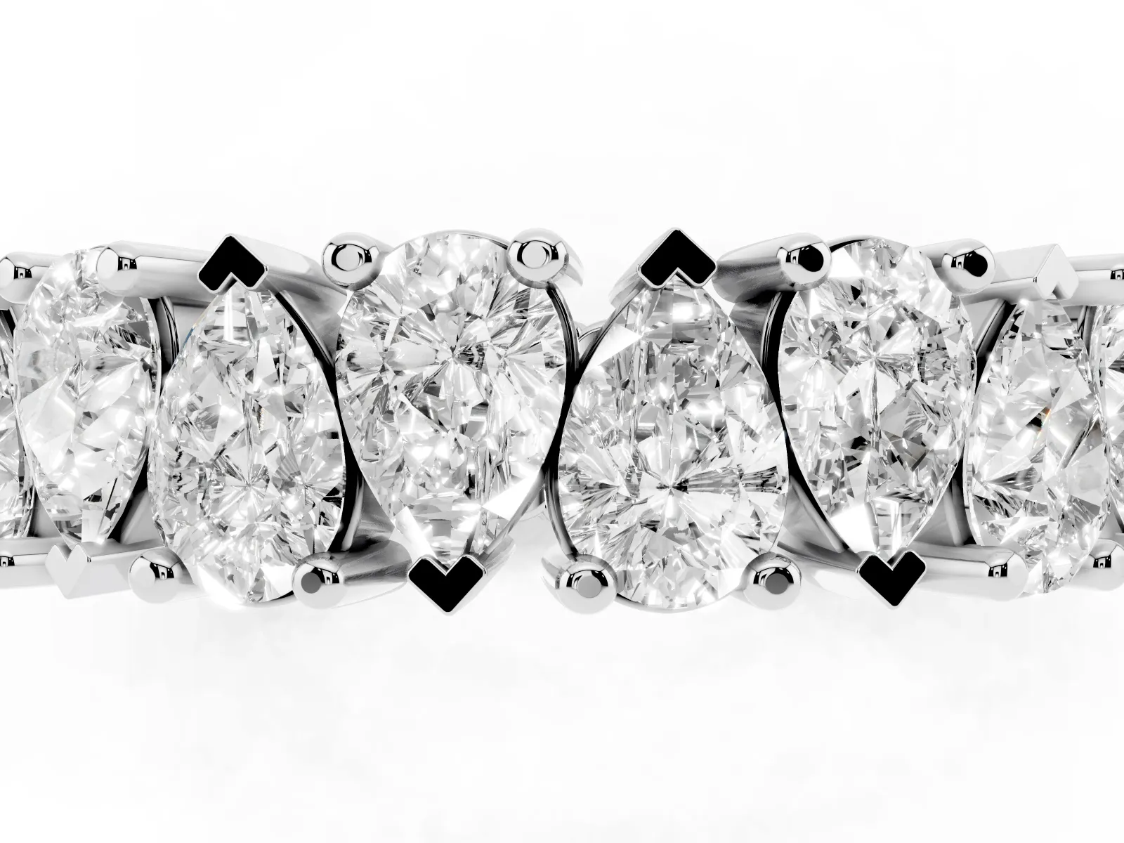 Pear Diamond Shared Prong Eternity Band Platinum