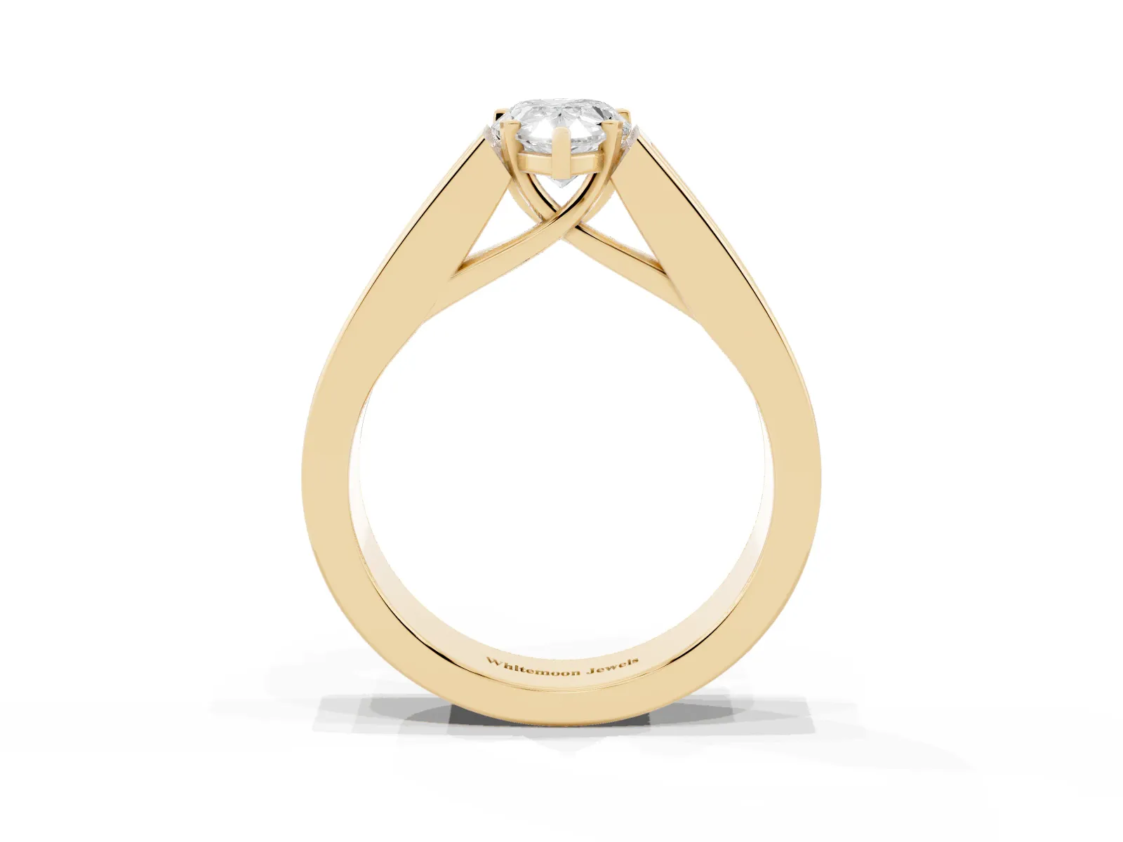 Pear Cut Cut Channel Set Solitaire Ring with Four-Prong Setting Yellow gold