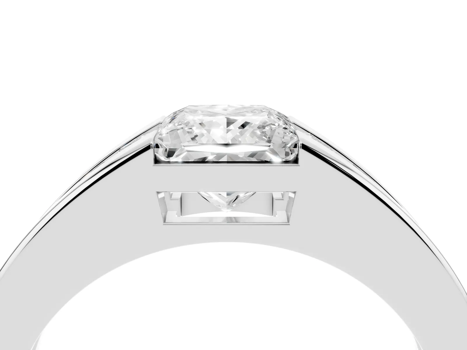 Princess Diamond Channel Set Mens Ring Platinum