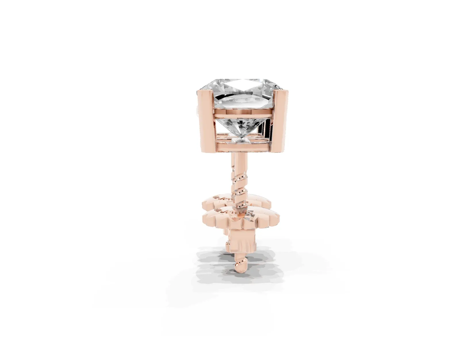 Cushion Cut Diamond Stud Earrings Rose gold