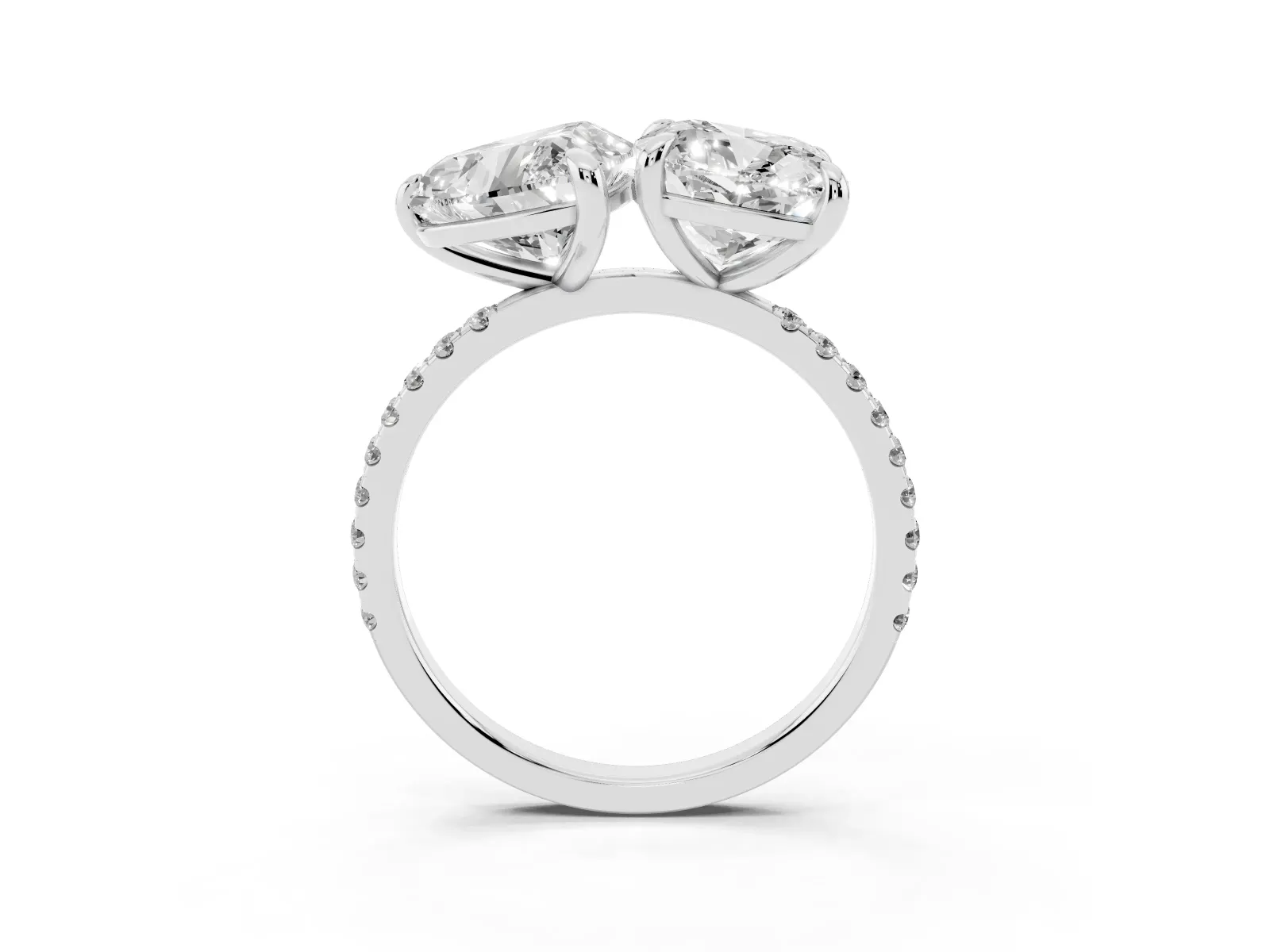 Cushion and Heart Toi Moi Ring with Prong Setting and Pave Band White gold