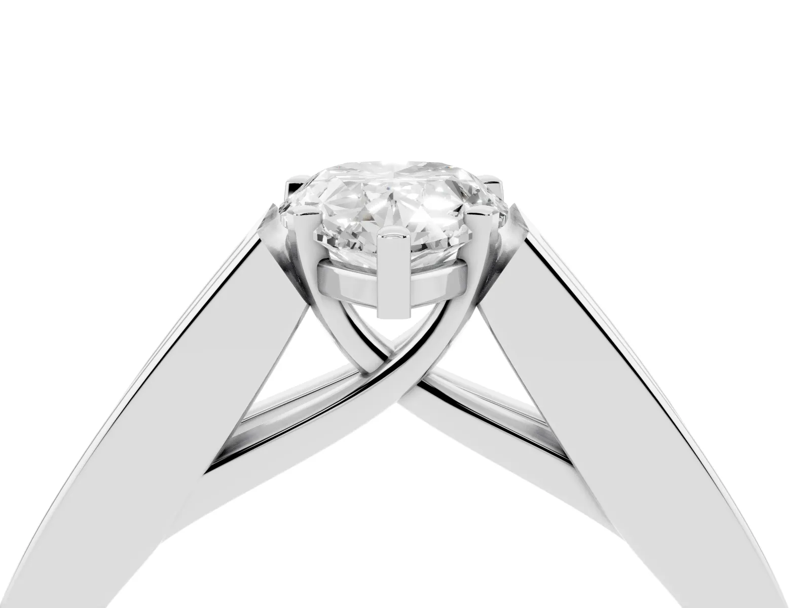Pear Cut Cut Channel Set Solitaire Ring with Four-Prong Setting Platinum