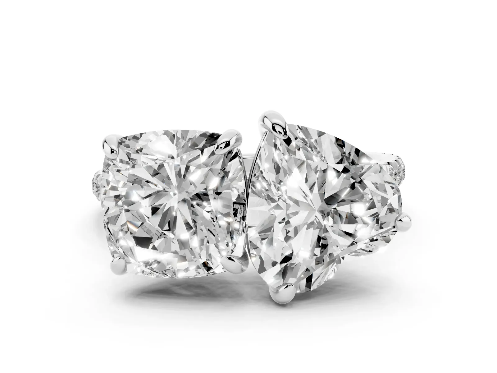 Cushion and Heart Toi Moi Ring with Prong Setting and Pave Band White gold