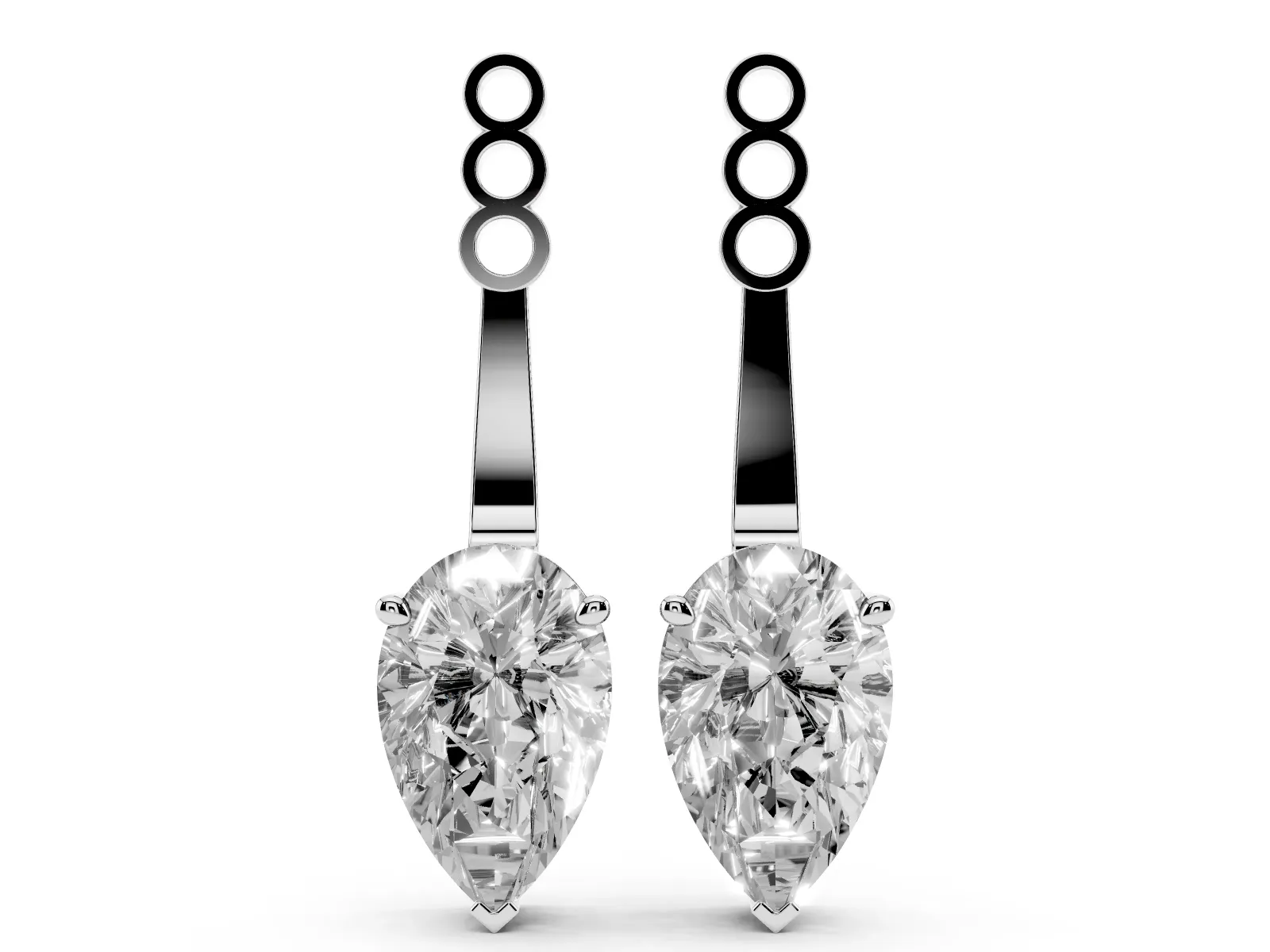 Pear Diamond Drop Earring Jackets White gold