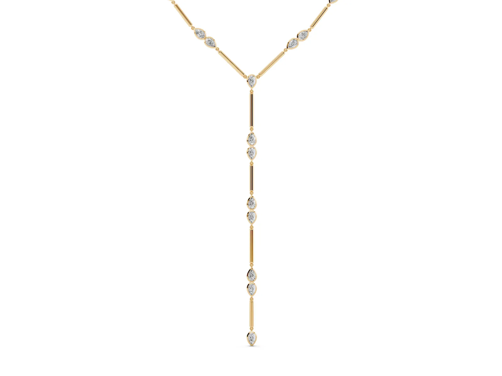 Pear Diamond Lariat Necklace with Station Accents Yellow gold