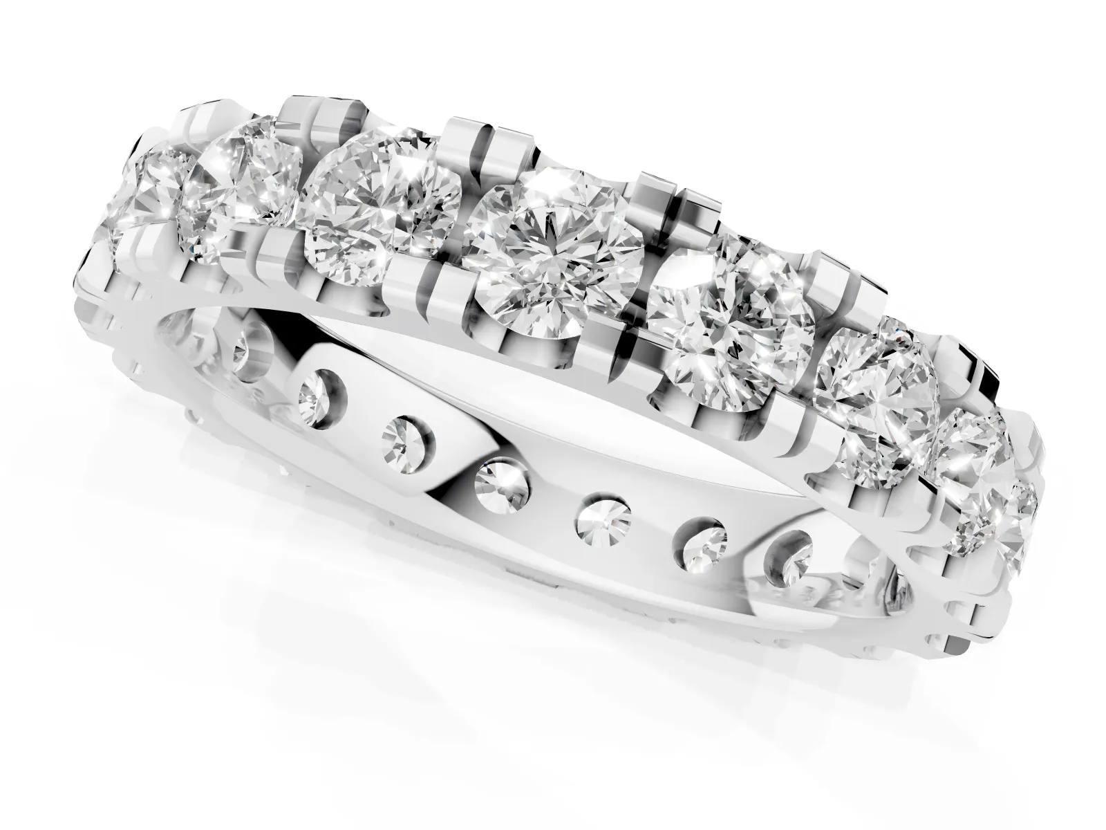 Round Diamond Full Eternity Band with U-Prong Setting Platinum