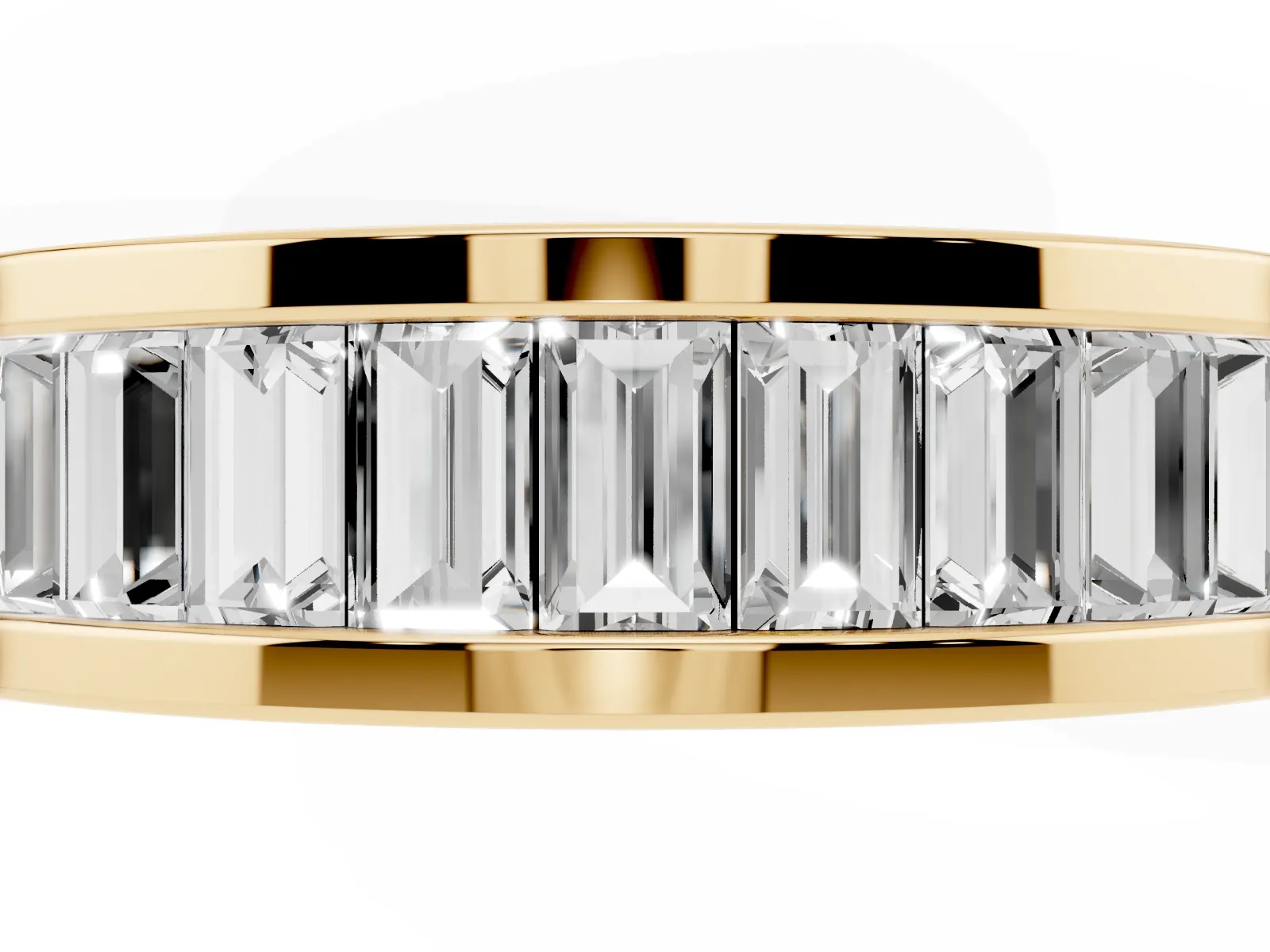 baguette Cut eternity band with channel set Yellow gold