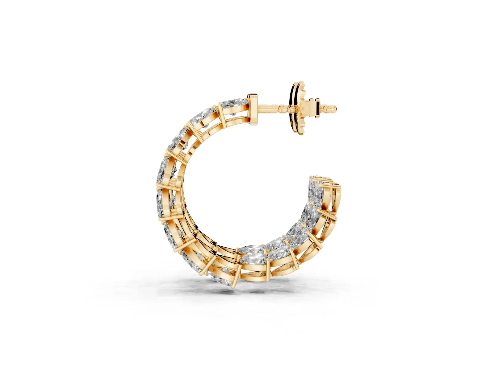 Heart Diamond Huggie Hoop Earrings Yellow gold