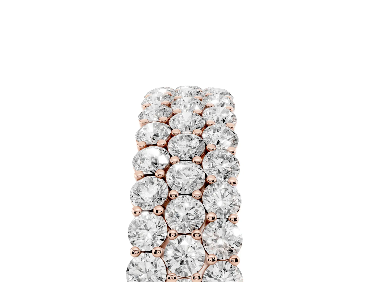 Round Diamond Checkerboard Pavé Promise Ring with Round Diamond Accents Rose gold