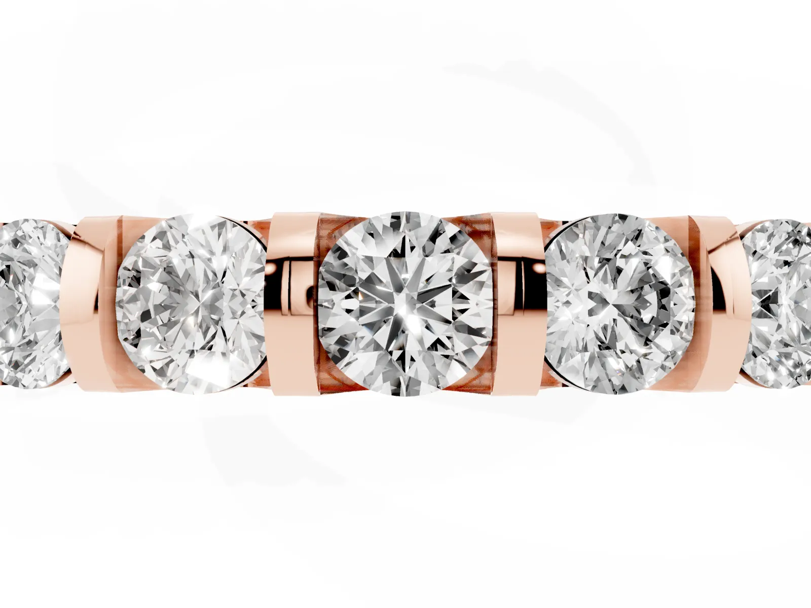 Five-Stone Round Diamond Half-Eternity Bar-Set Ring Rose gold