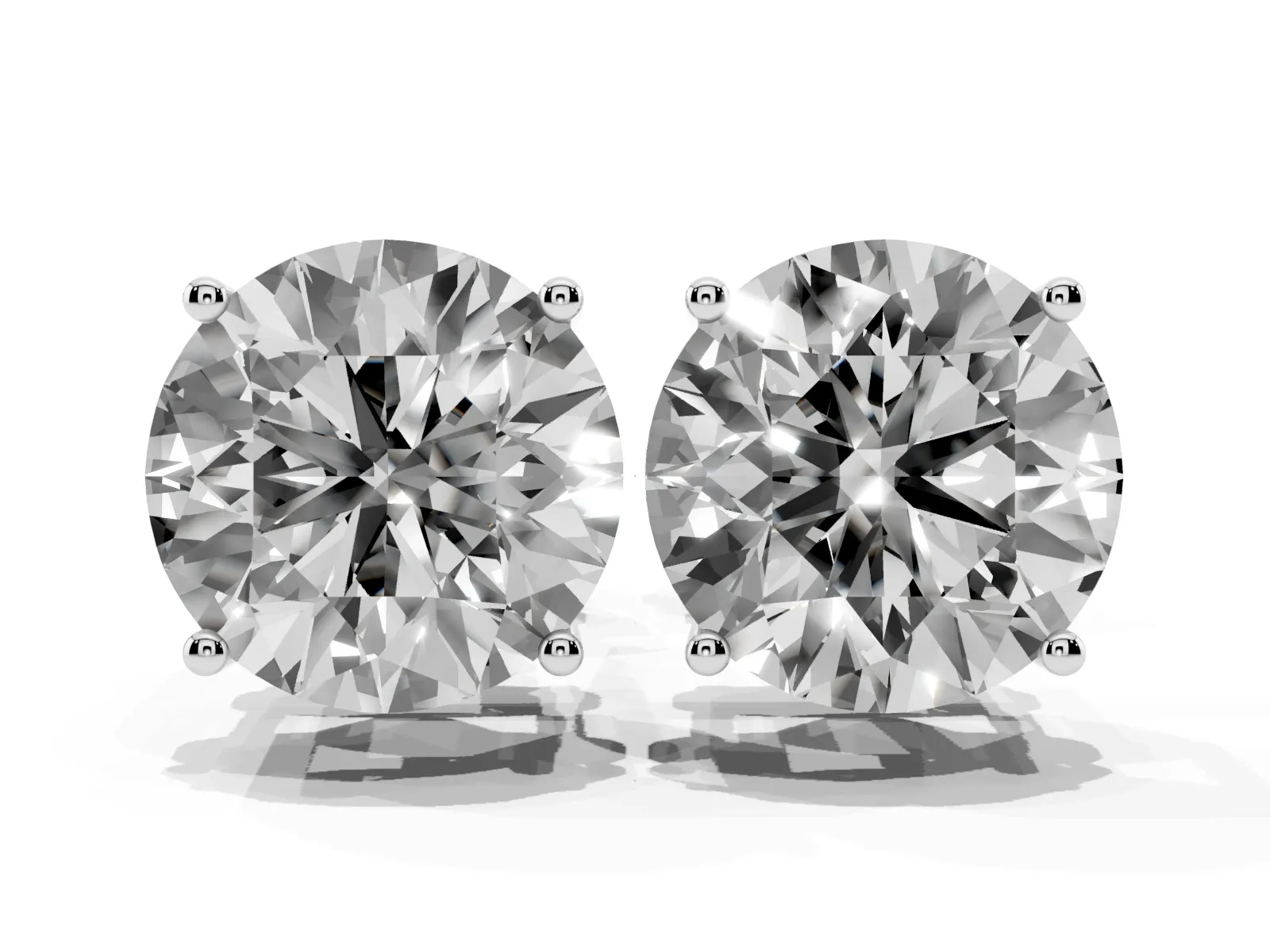 Round Cut Diamond Stud Earrings Platinum