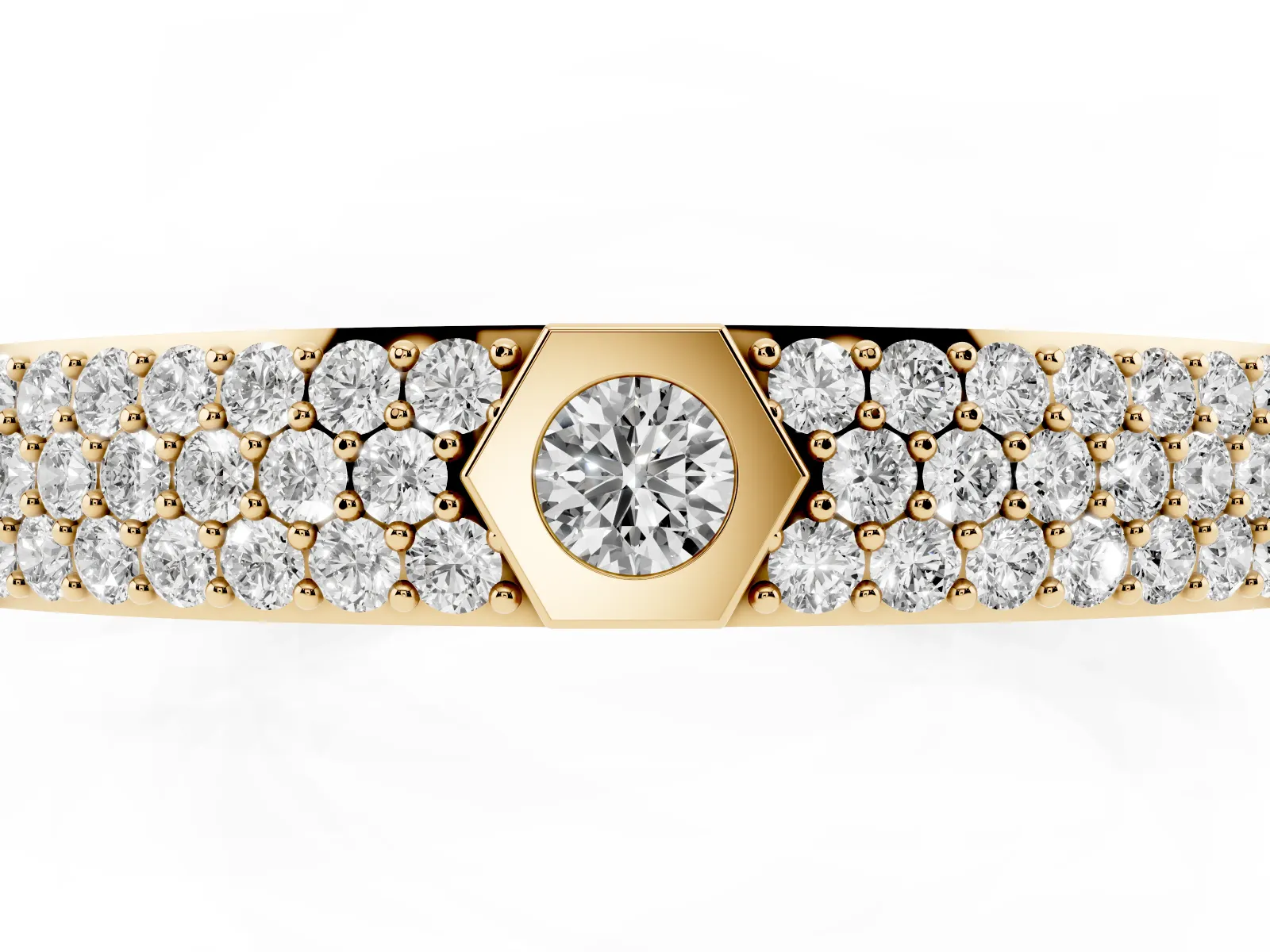 Round Diamond Pavé Promise Ring with Round Diamond Accents Yellow gold
