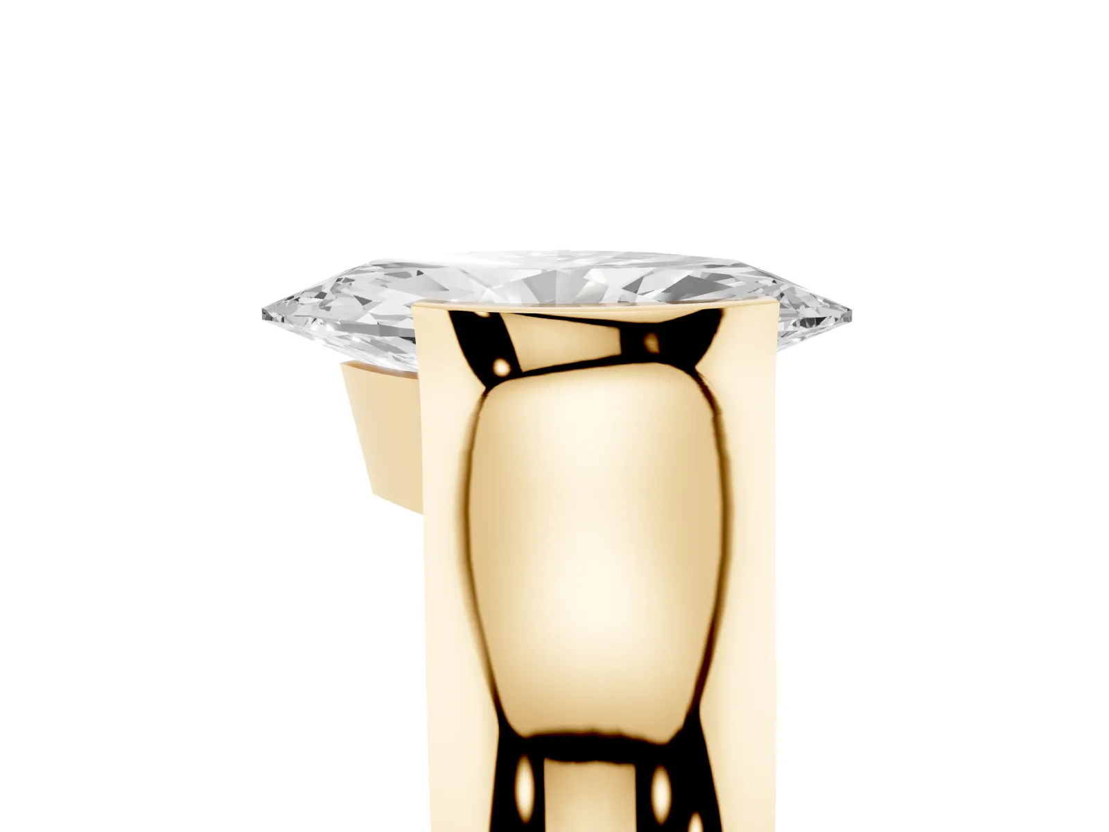 Marquise Cut Solitaire Bezel Set Diamond Ring with Wide Band Yellow gold