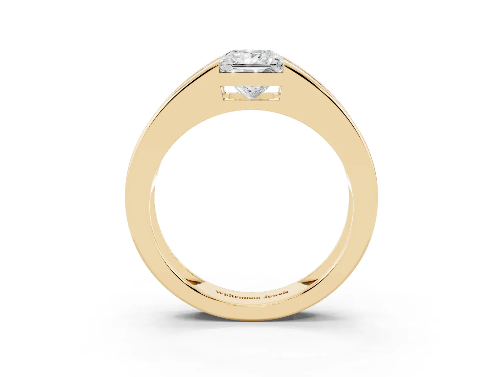 Princess Diamond Channel Set Mens Ring Yellow gold