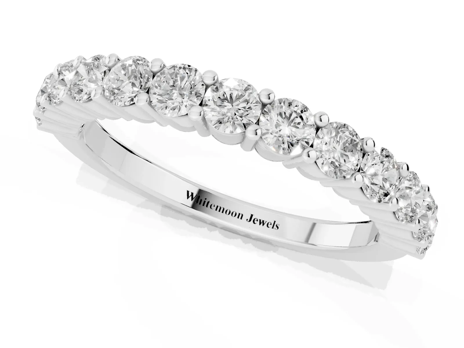 Alternating Round Diamond Promise Ring with Round Diamond Accents Platinum