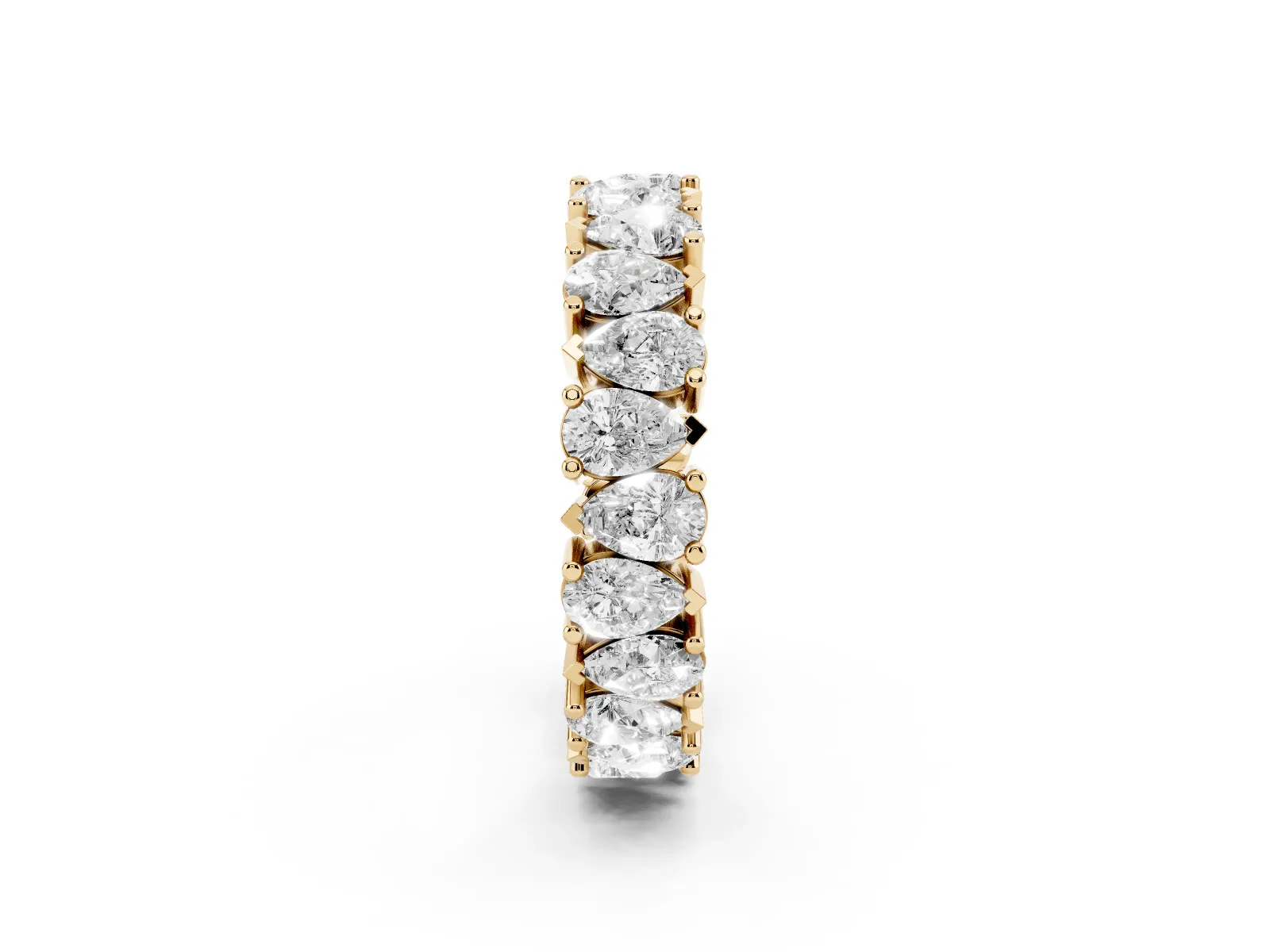 Pear Diamond Shared Prong Eternity Band Yellow gold