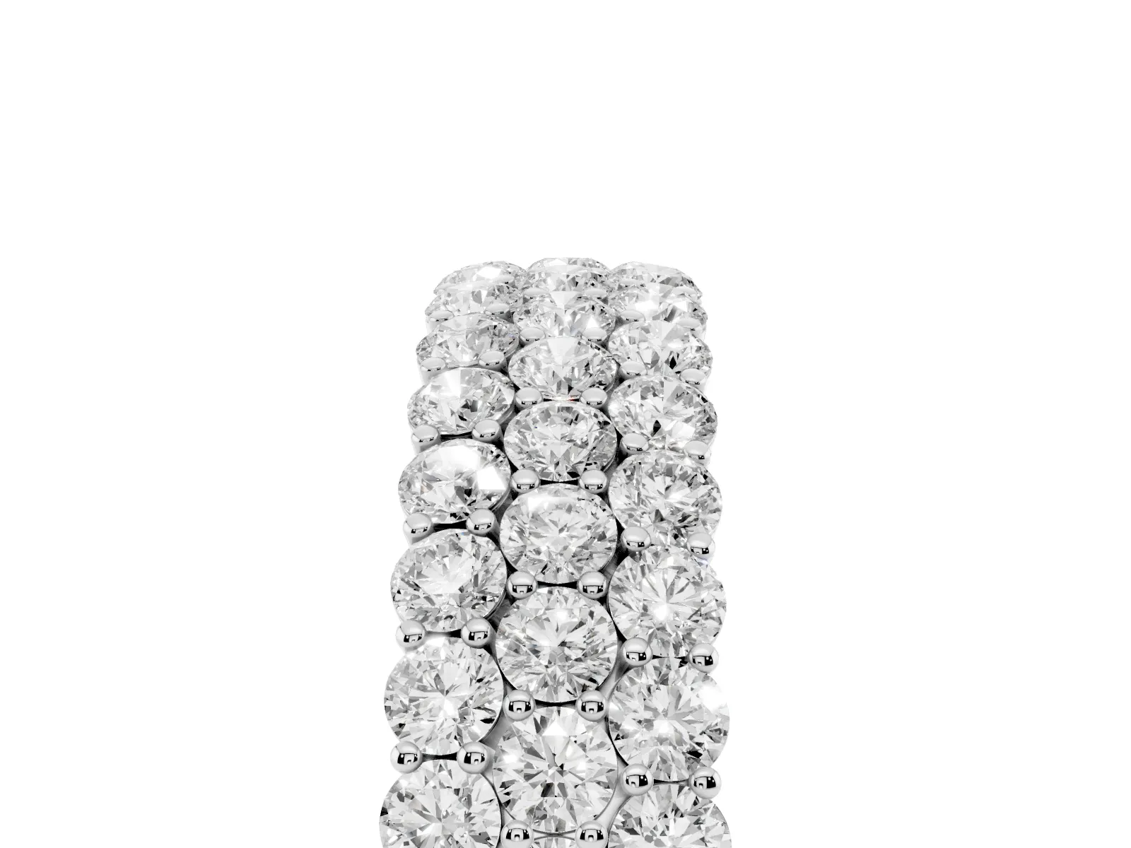 Round Diamond Checkerboard Pavé Promise Ring with Round Diamond Accents Silver