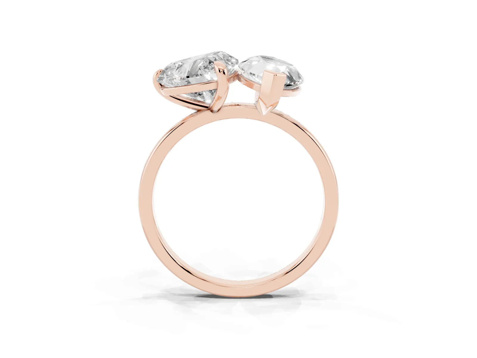 Heart and Marquise Toi Moi Ring with Prong Setting and Micro Pave Band Rose gold