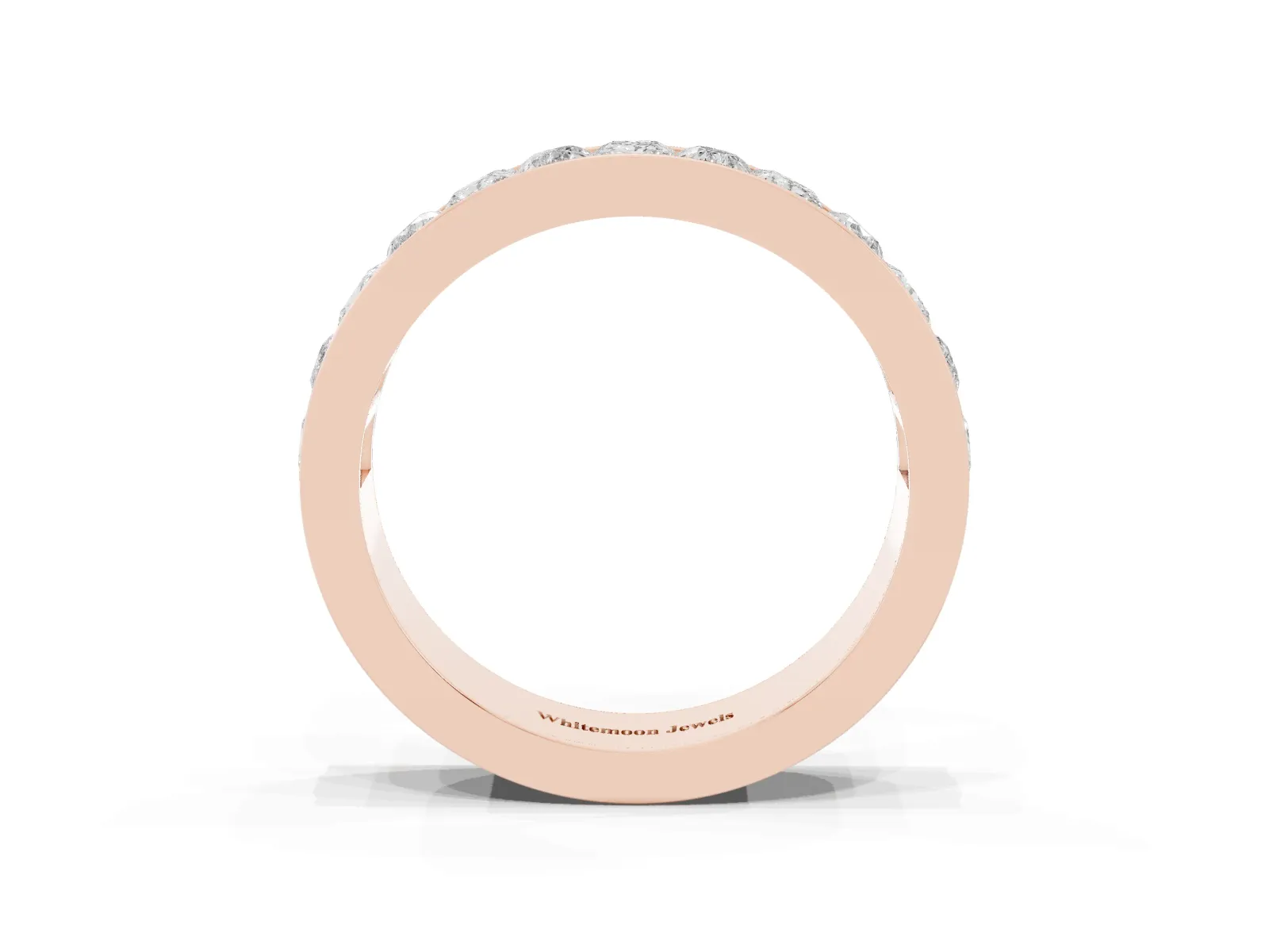 Princess Diamond Channel Set Promise Ring with Round Diamond Accents Rose gold