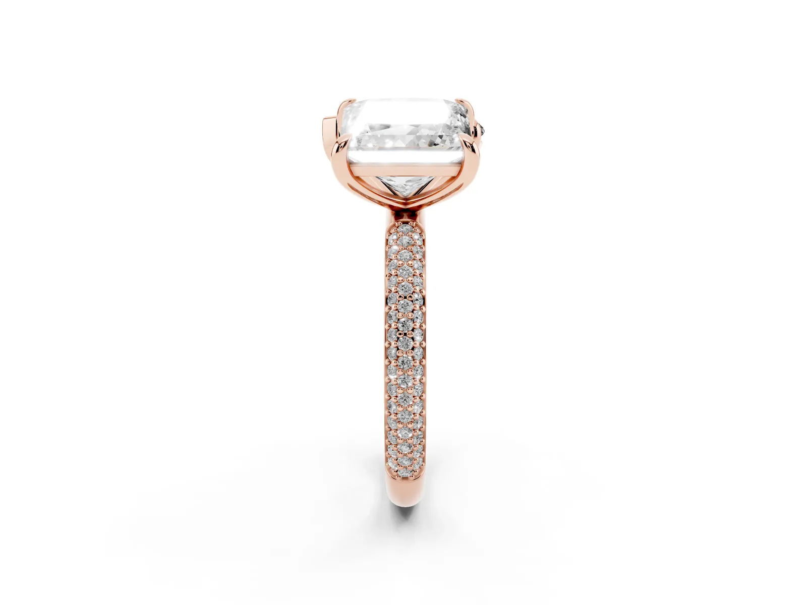 Pear and Princess Toi Moi Ring with Prong Setting and Pave Band Rose gold
