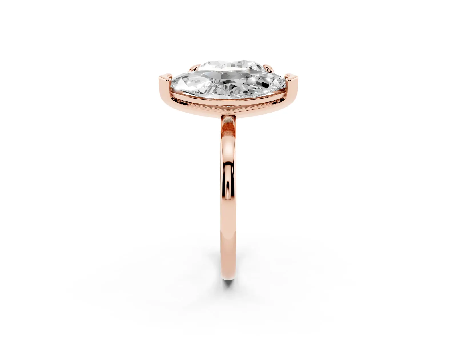Heart and Marquise Toi Moi Ring with Prong Setting and Micro Pave Band Rose gold