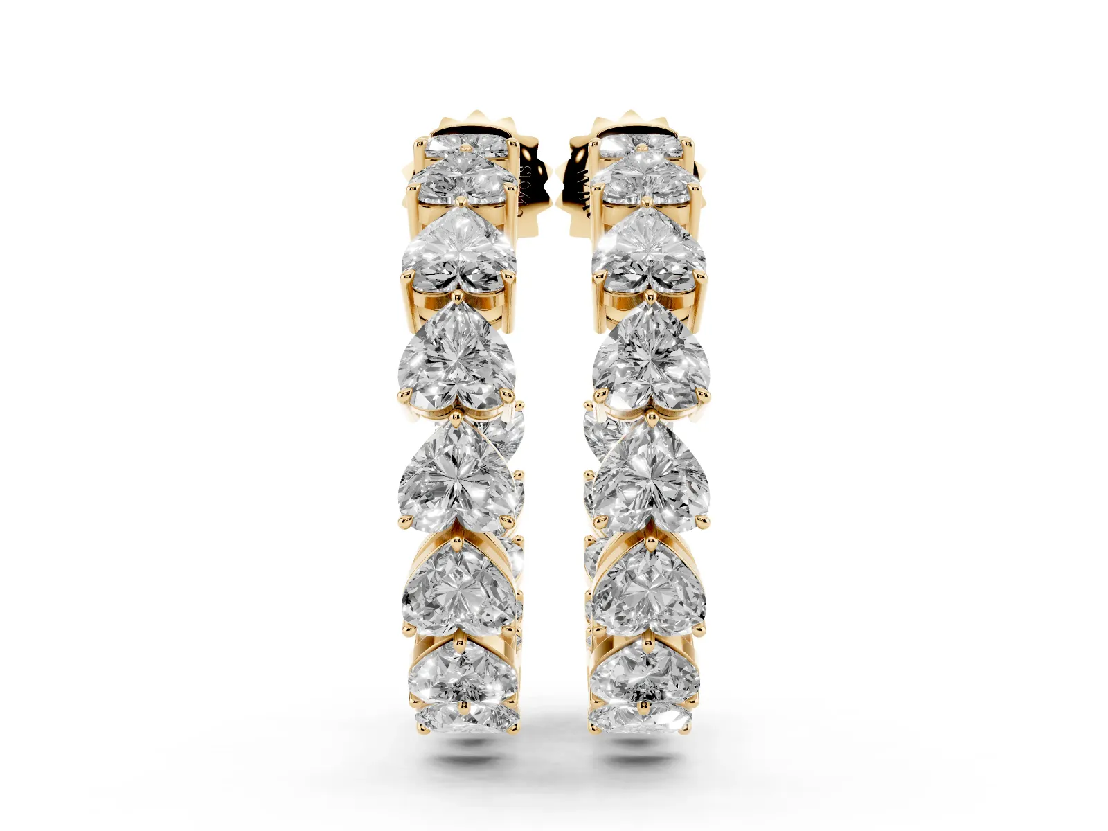Heart Diamond Huggie Hoop Earrings Yellow gold