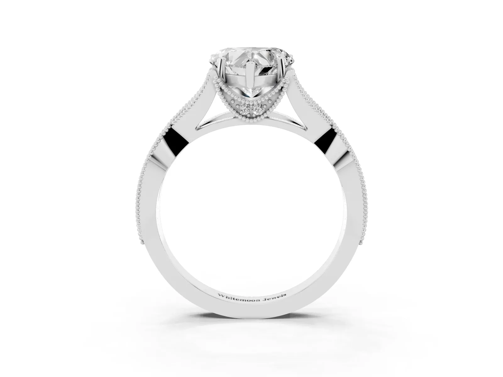 Heart Cut Cut Diamond Twisted Band with Milgrain Pave Setting and Four-Prong Setting Platinum