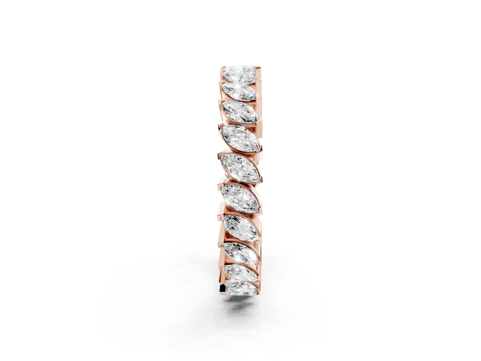 Marquise Diamond Shared Prong Full Eternity Band Rose gold