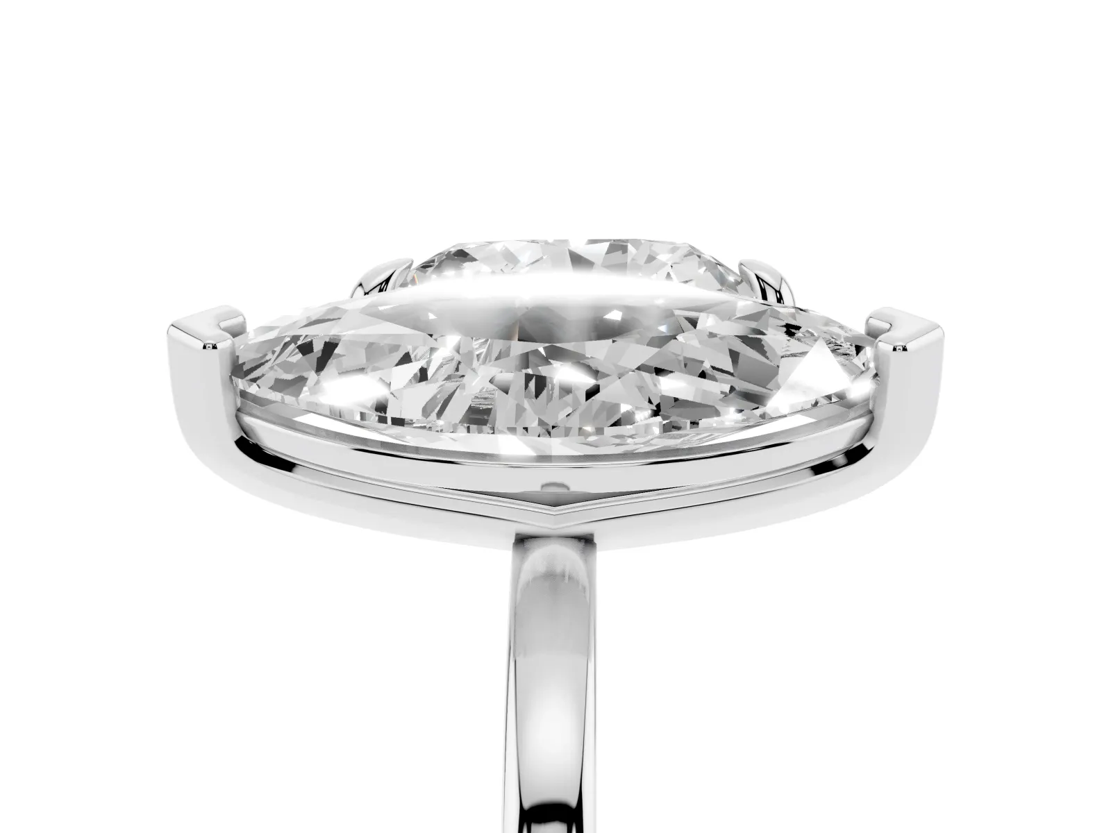 Heart and Marquise Toi Moi Ring with Prong Setting and Micro Pave Band Silver