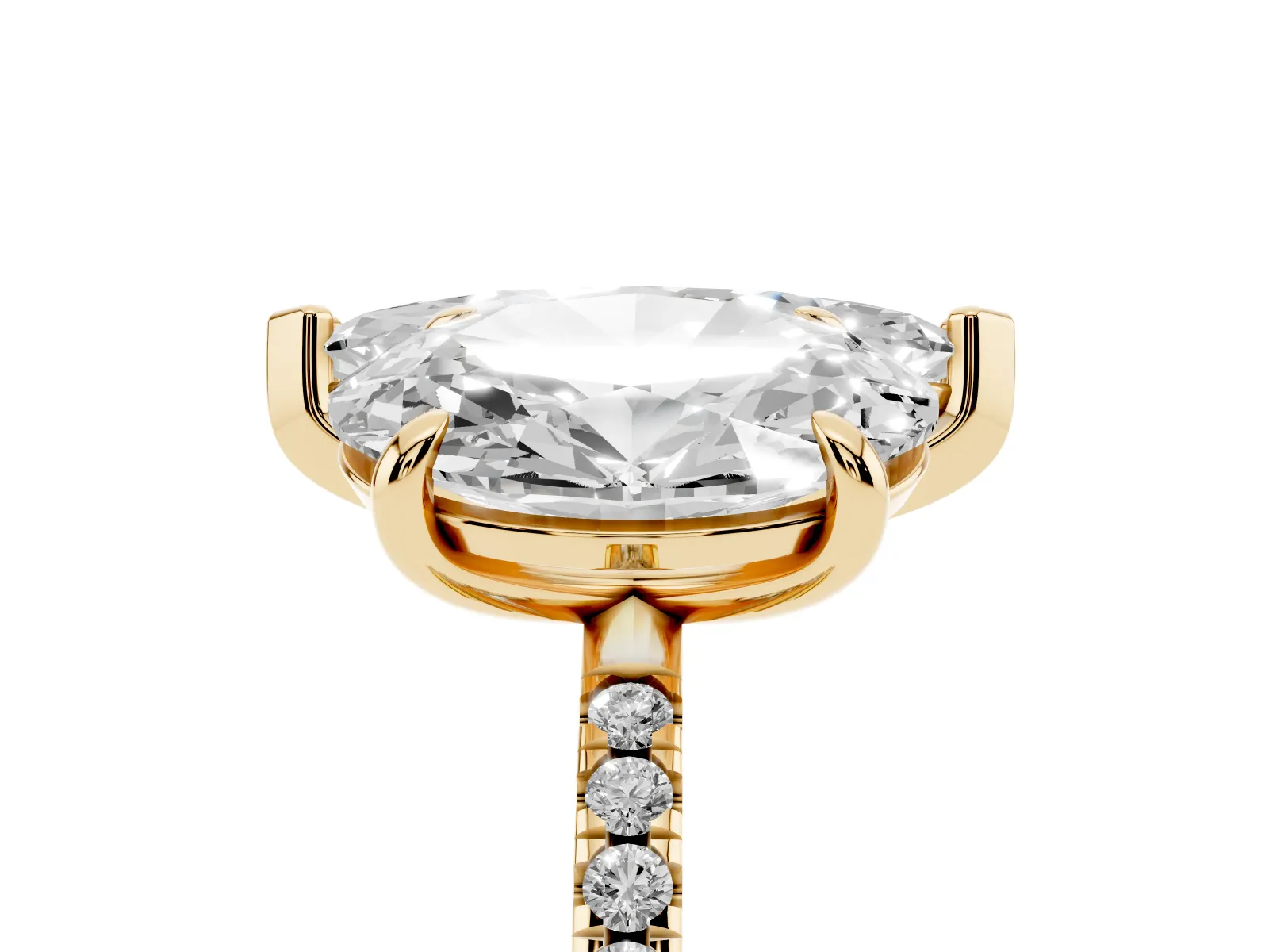 Oval and Marquise Toi Moi Ring with Prong Setting and Pave Band Yellow gold