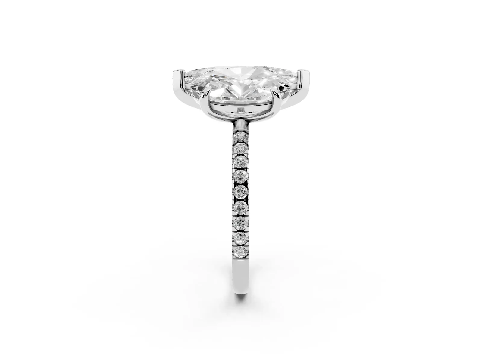 Oval and Marquise Toi Moi Ring with Prong Setting and Pave Band Silver