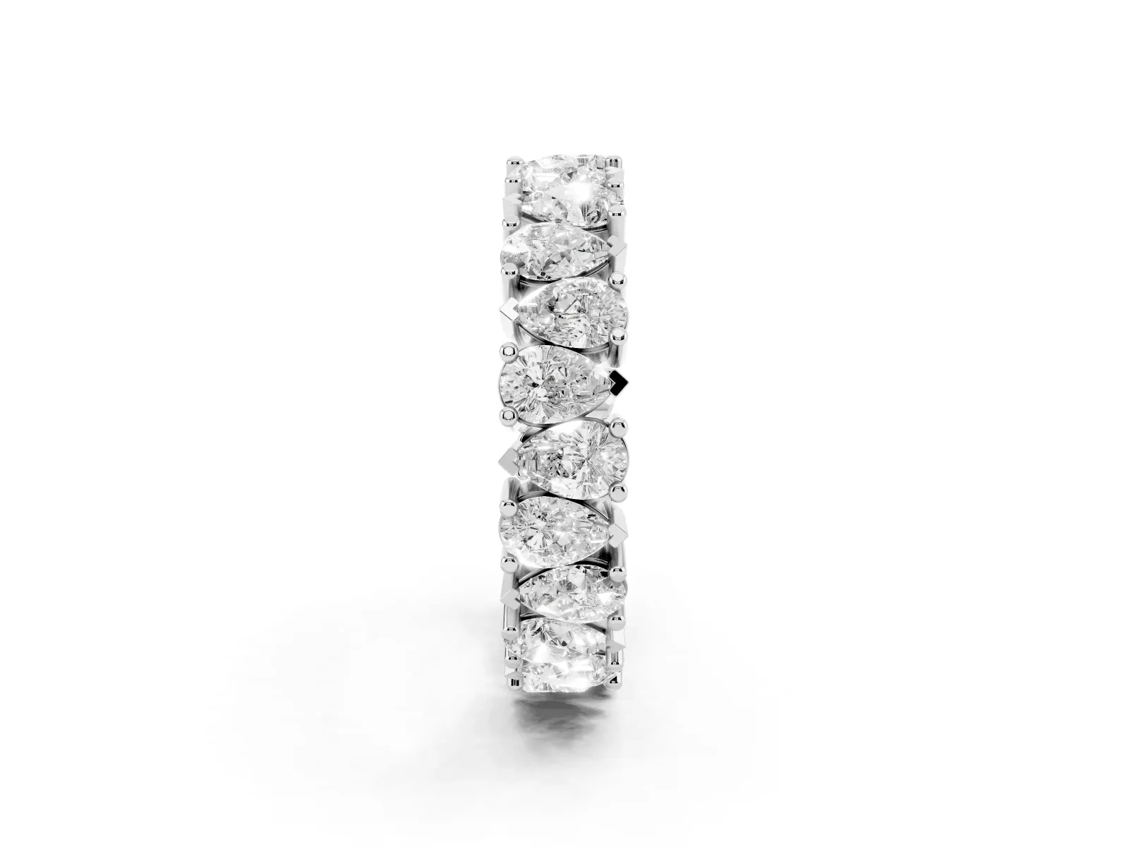 Pear Diamond Shared Prong Eternity Band Platinum