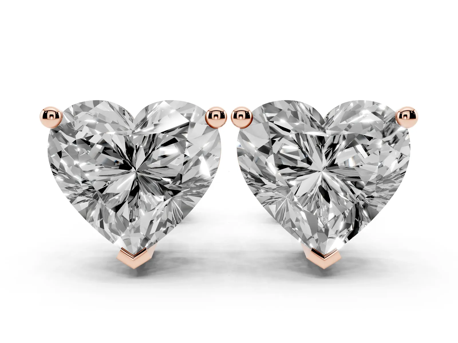 Heart Cut Diamond Stud Earrings Rose gold