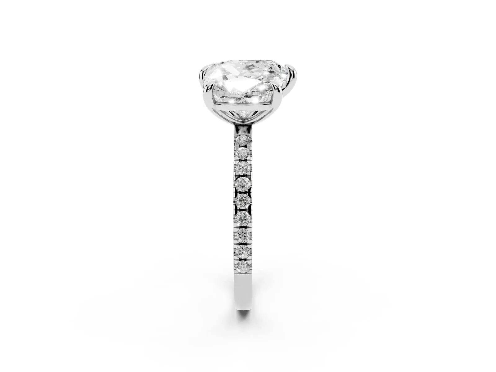 Cushion and Heart Toi Moi Ring with Prong Setting and Pave Band White gold