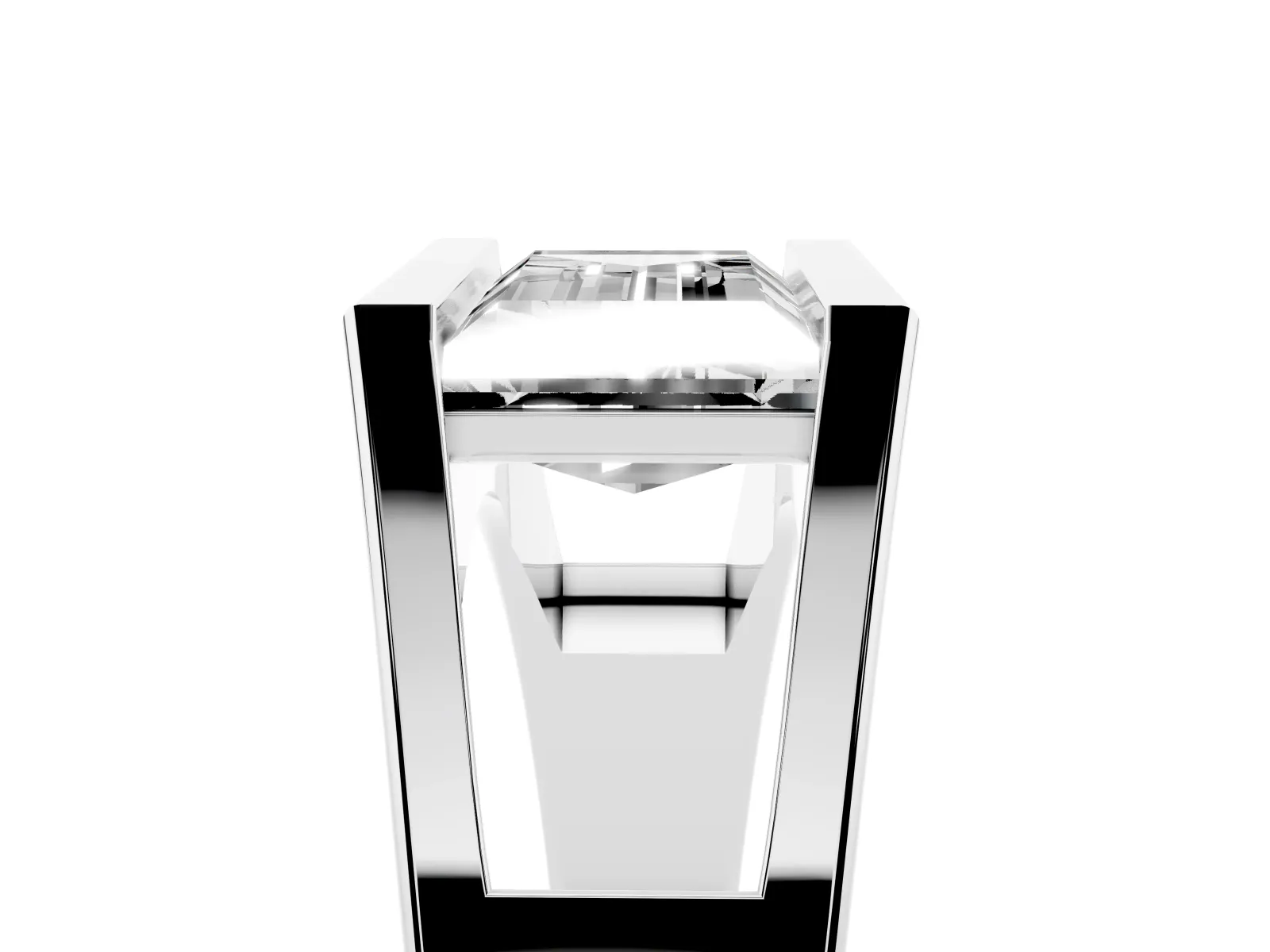 Baguette Diamond Geometric Solitaire Ring White gold
