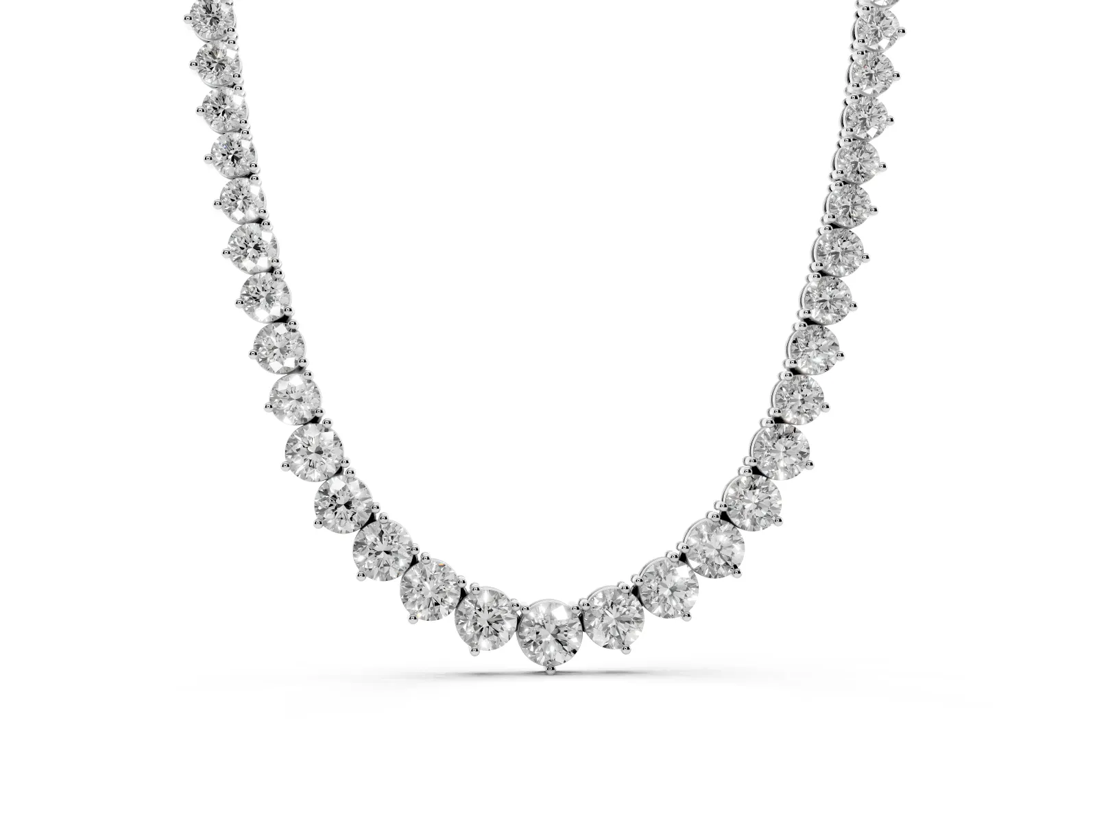 Round Diamond Tennis Necklace with Three-Prong Setting White gold