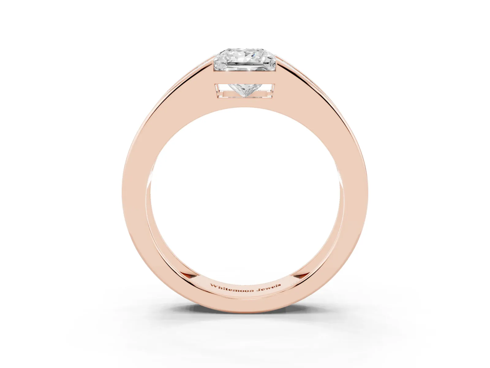 Princess Diamond Channel Set Mens Ring Rose gold