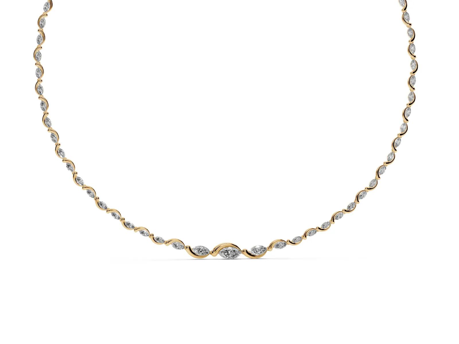 Marquise Diamond Riviera Necklace Yellow gold