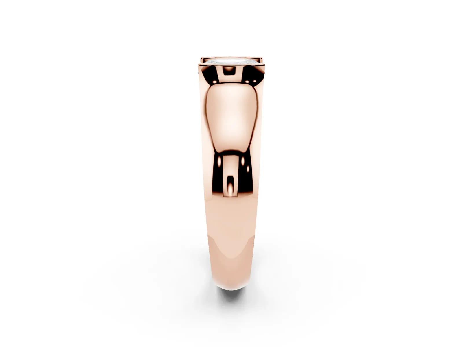 Asscher Cut Solitaire Bezel Set Diamond Ring with Wide Band Rose gold