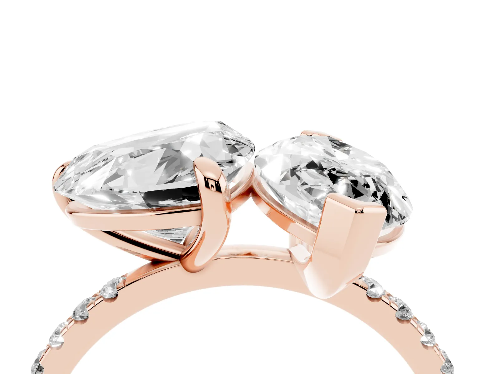 Heart and Marquise Toi Moi Ring with Prong Setting and Pave Band Rose gold