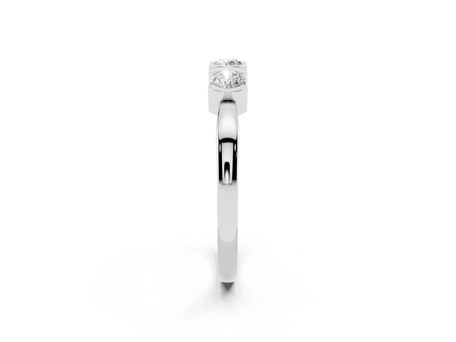 Three-Stone Round Diamond Half Bezel Prong Band Platinum