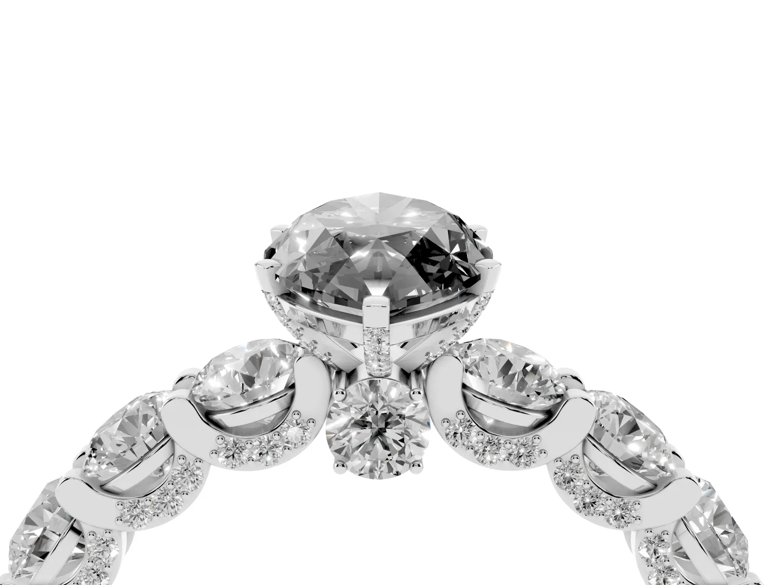 Fancy Black Marquise Cut Diamond Side Stone Engagement Ring with Four-Prong Setting Platinum